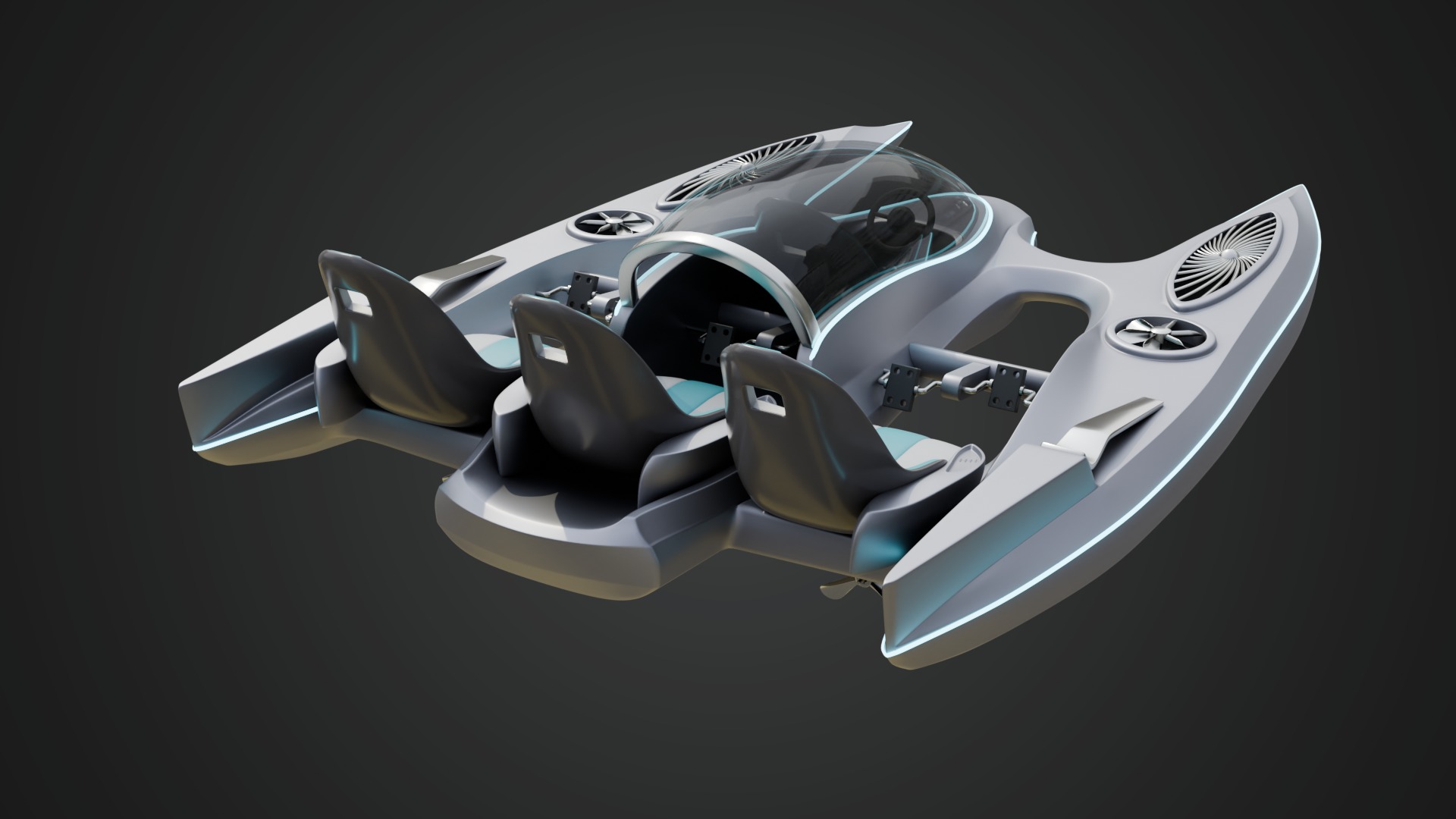 Aerodynamic Multi-Person Pedal Boat 3D model_4