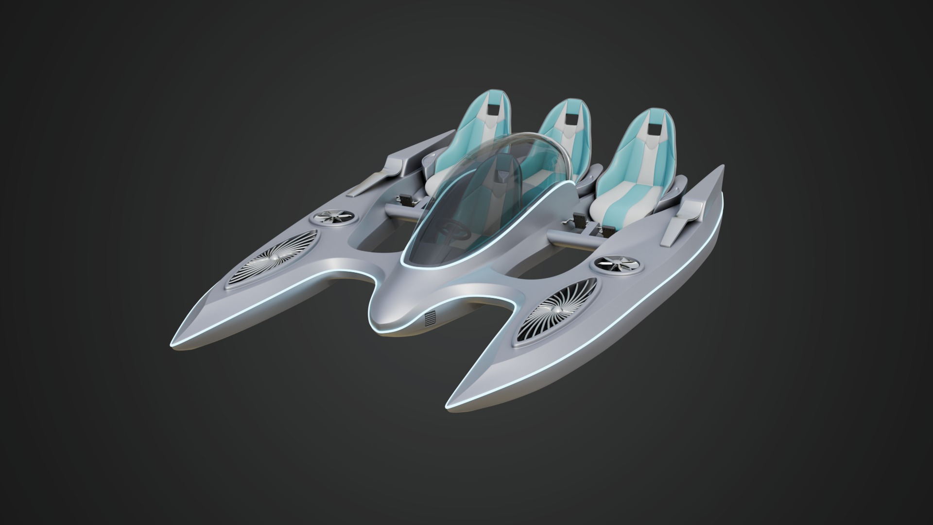 Aerodynamic Multi-Person Pedal Boat 3D model_1