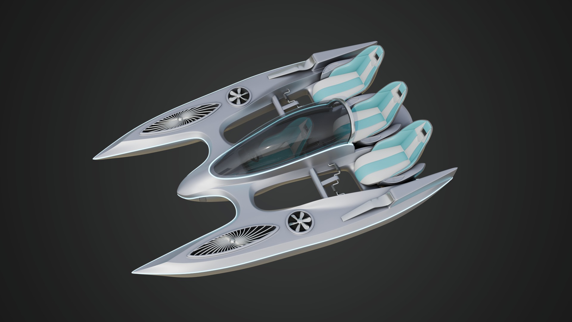 Aerodynamic Multi-Person Pedal Boat 3D model_7