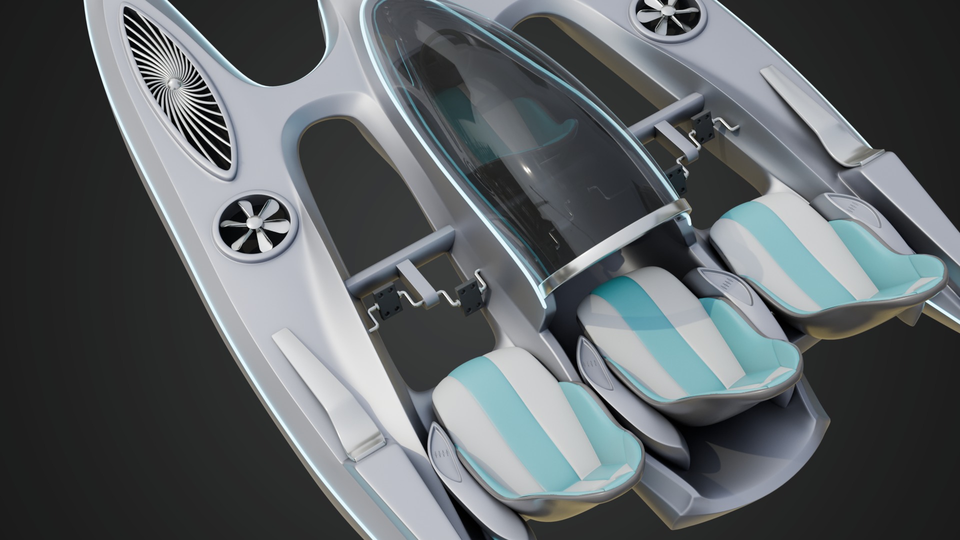 Aerodynamic Multi-Person Pedal Boat 3D model_9