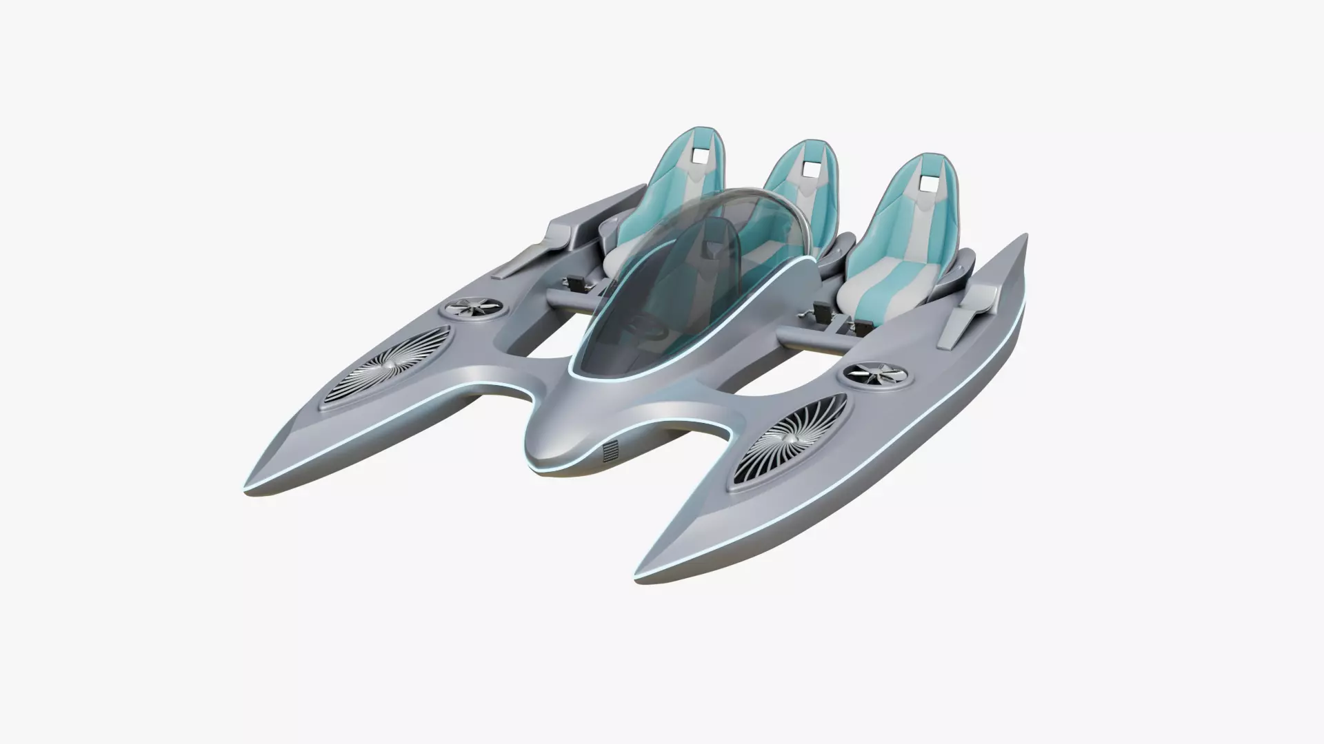 Aerodynamic Multi-Person Pedal Boat 3D model_0
