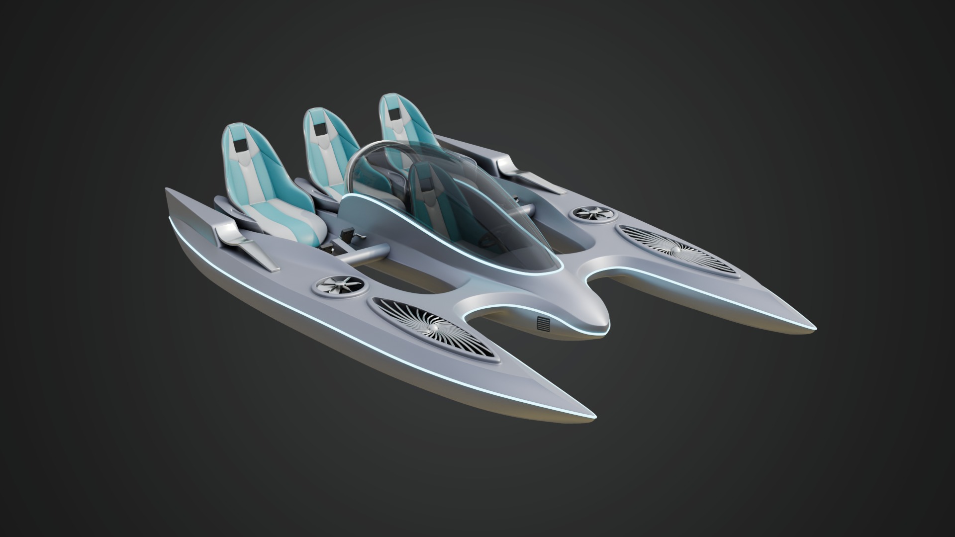 Aerodynamic Multi-Person Pedal Boat 3D model_2