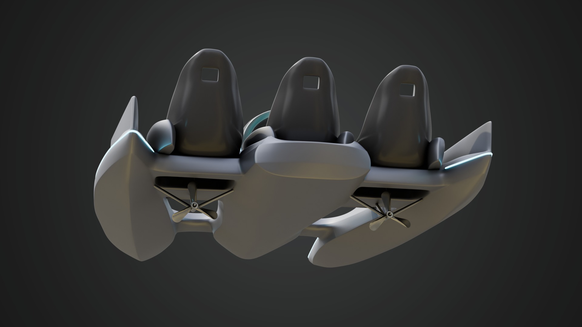 Aerodynamic Multi-Person Pedal Boat 3D model_6