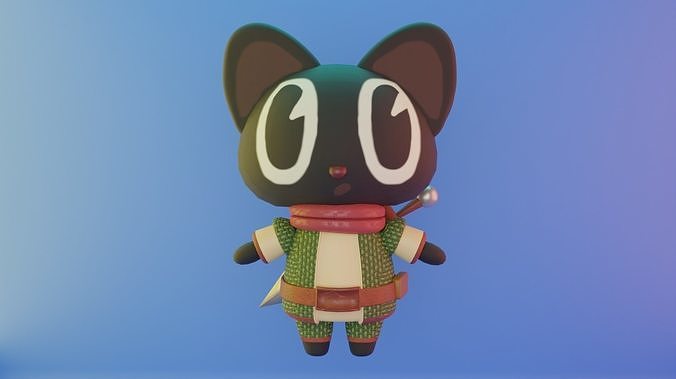 Game-Ready 3D Cat Warrior Character Low-poly 3D model