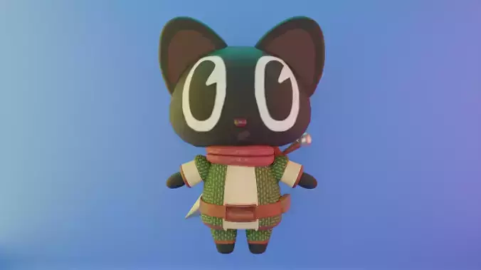 Game-Ready 3D Cat Warrior Character