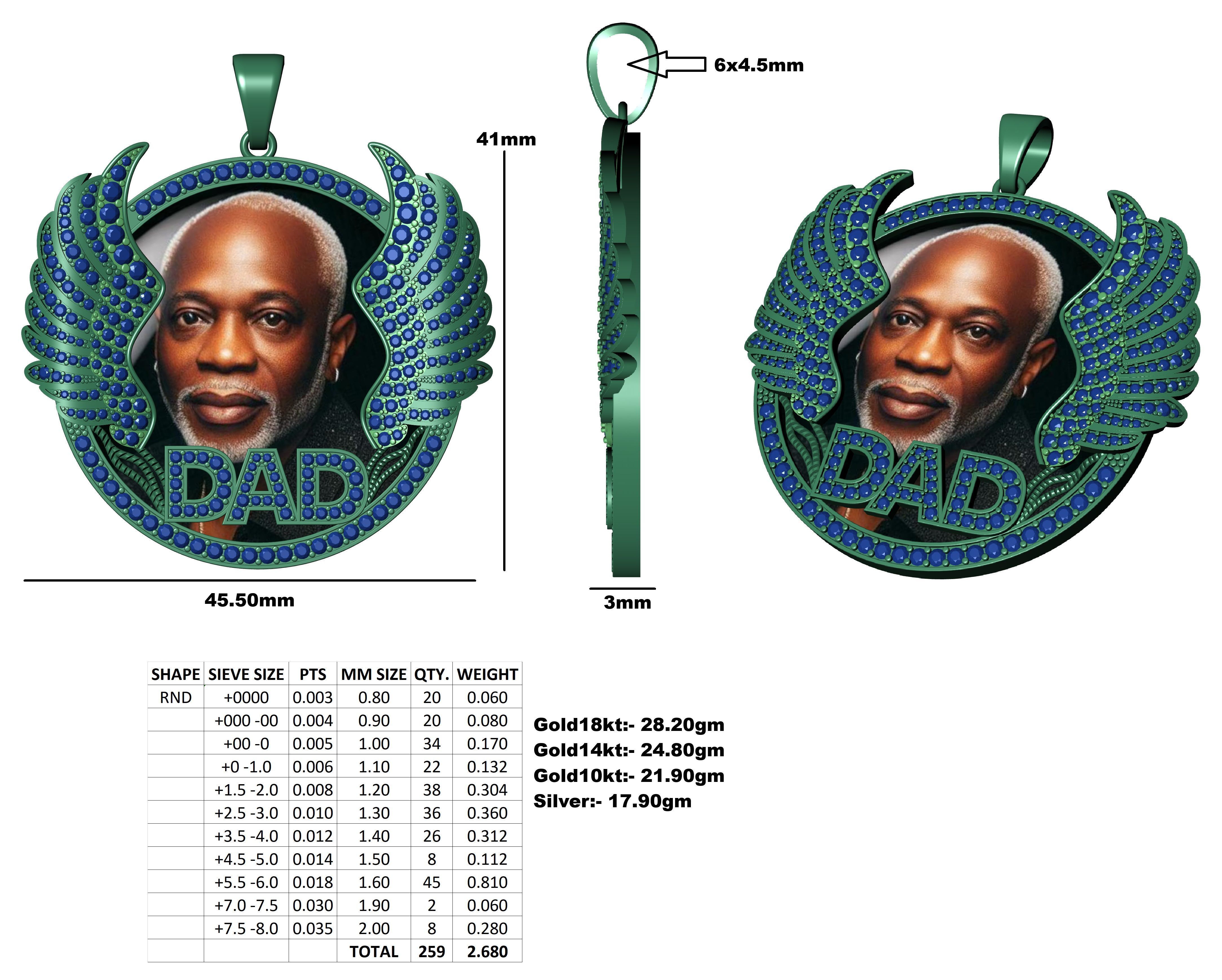 Dad Picture Pendant 03 3D print model_3
