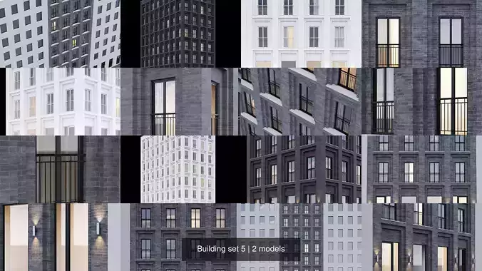  Building set 5 3D Model Collection