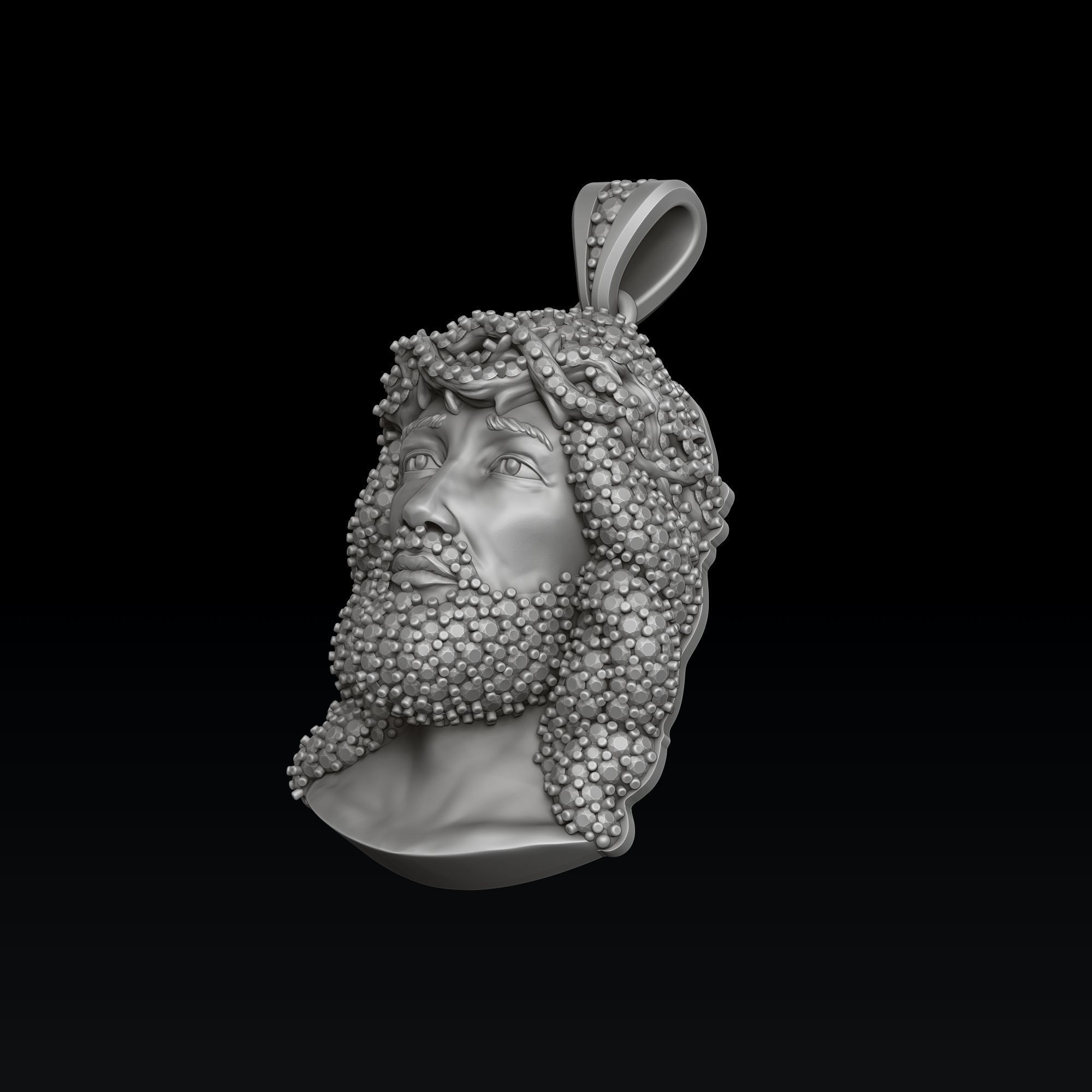 Jesus Pendant With Gems 3D print model_4