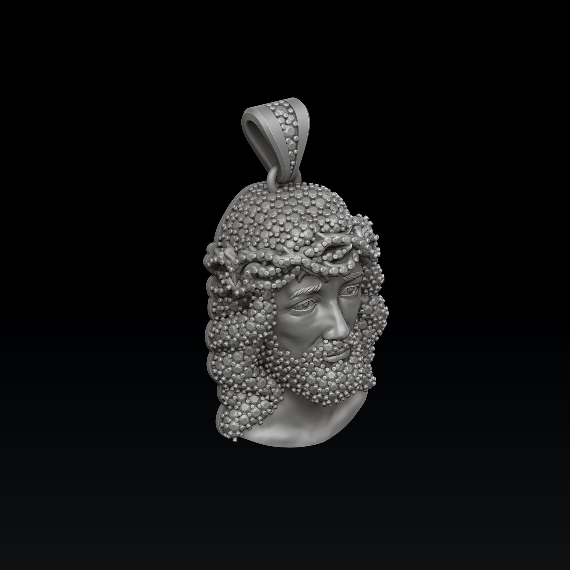 Jesus Pendant With Gems 3D print model_6