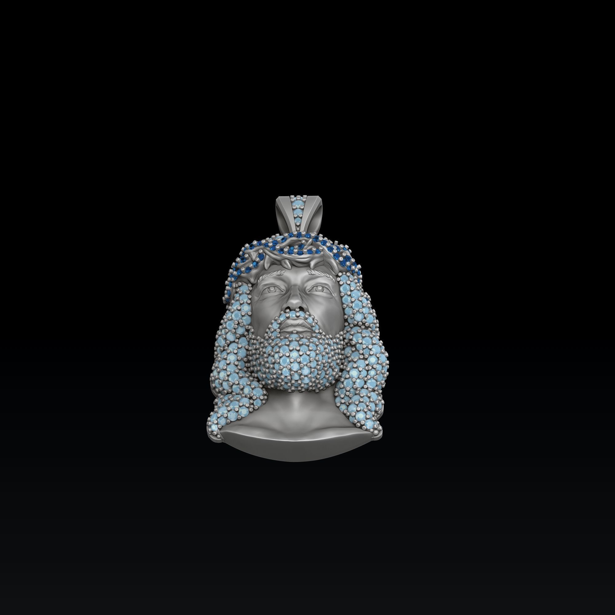 Jesus Pendant With Gems 3D print model_5