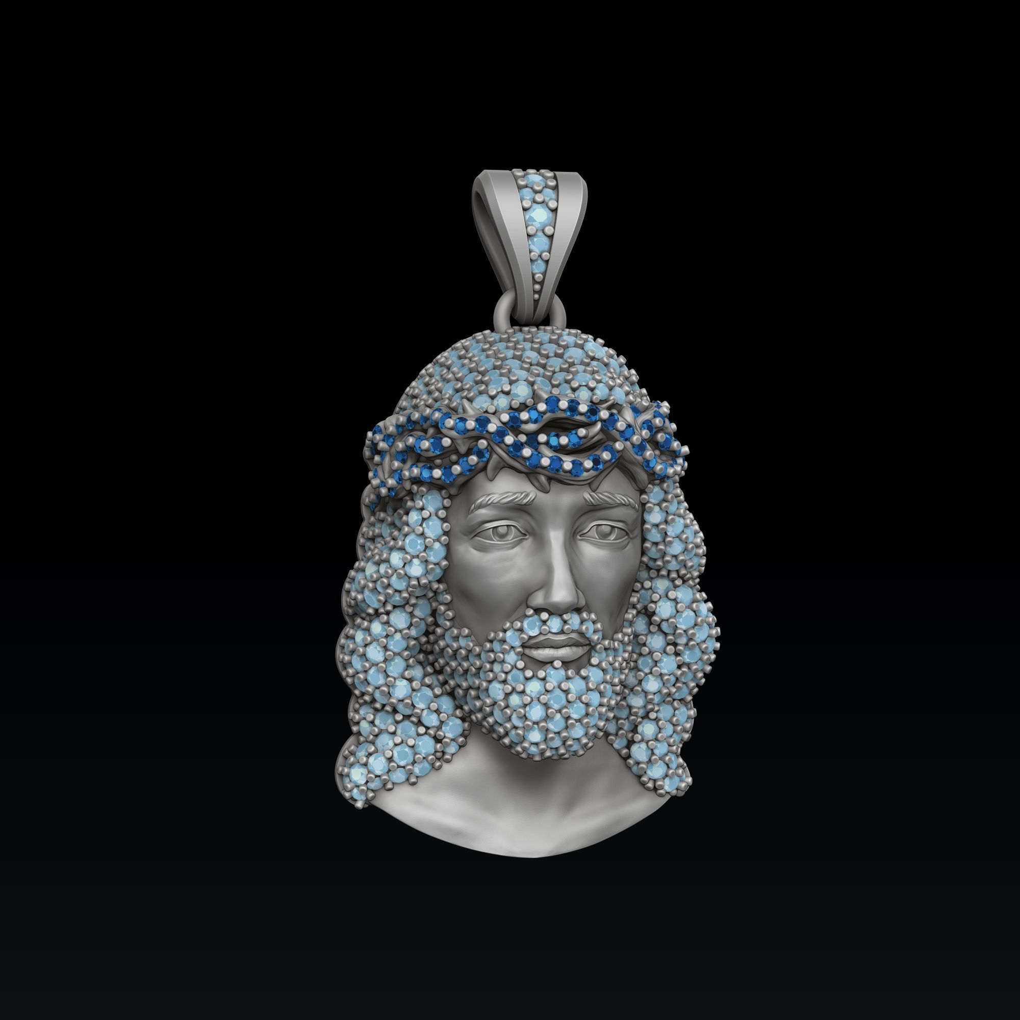 Jesus Pendant With Gems 3D print model_3