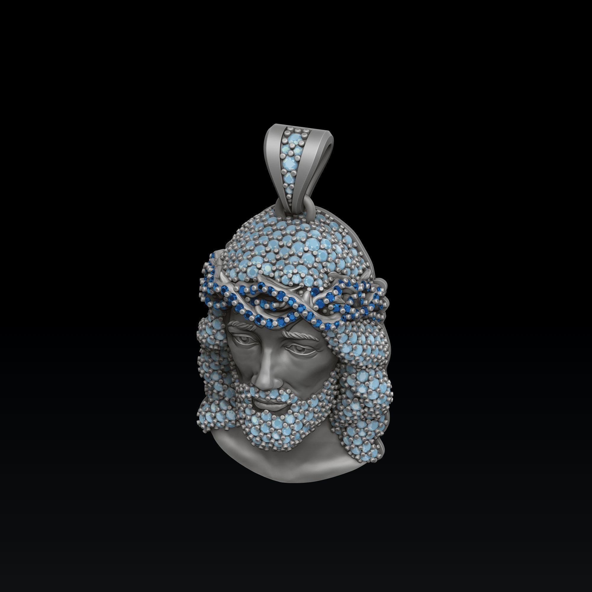 Jesus Pendant With Gems 3D print model_1