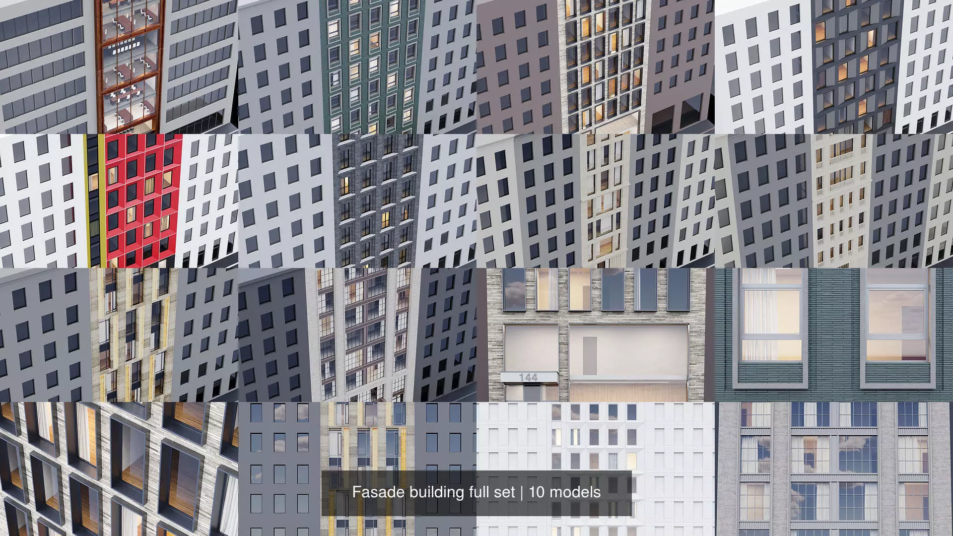 Fasade building full set 3D Model Collection_0