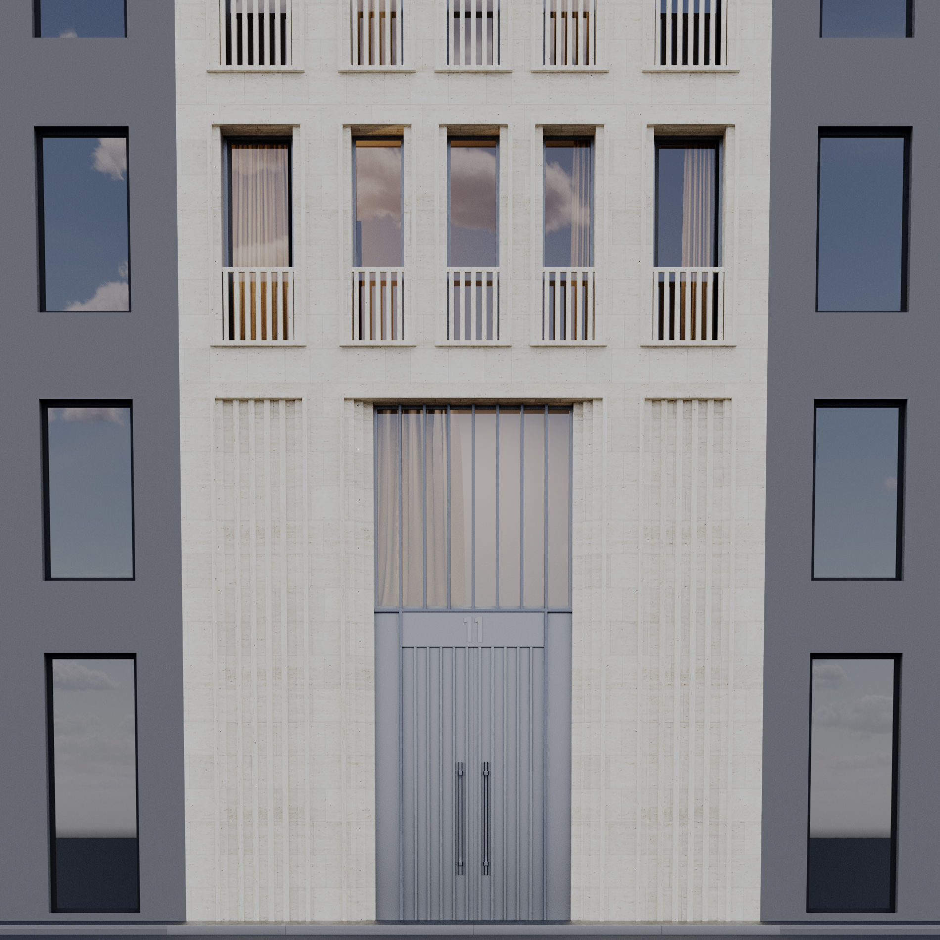 Fasade building full set 3D Model Collection_35