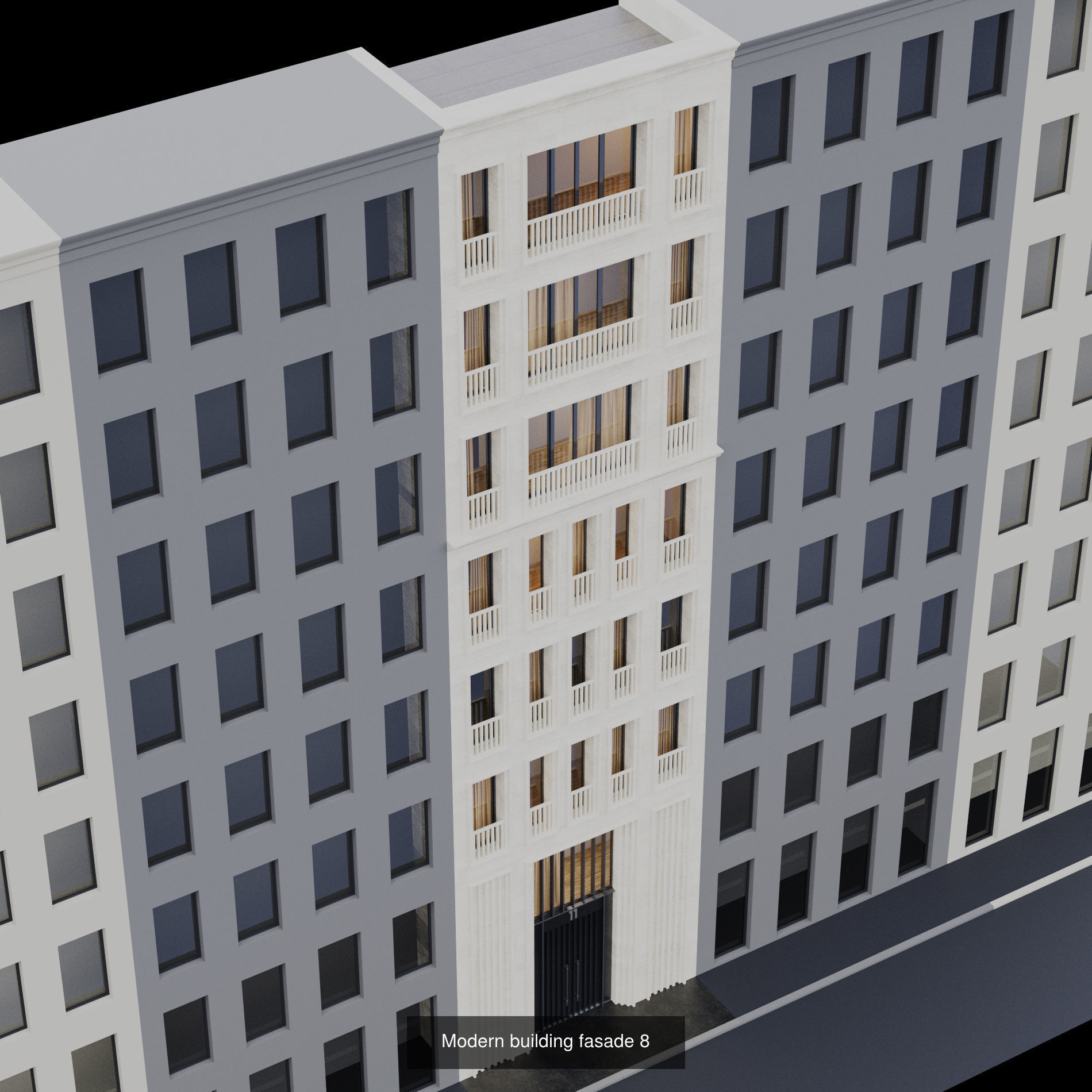 Fasade building full set 3D Model Collection_8