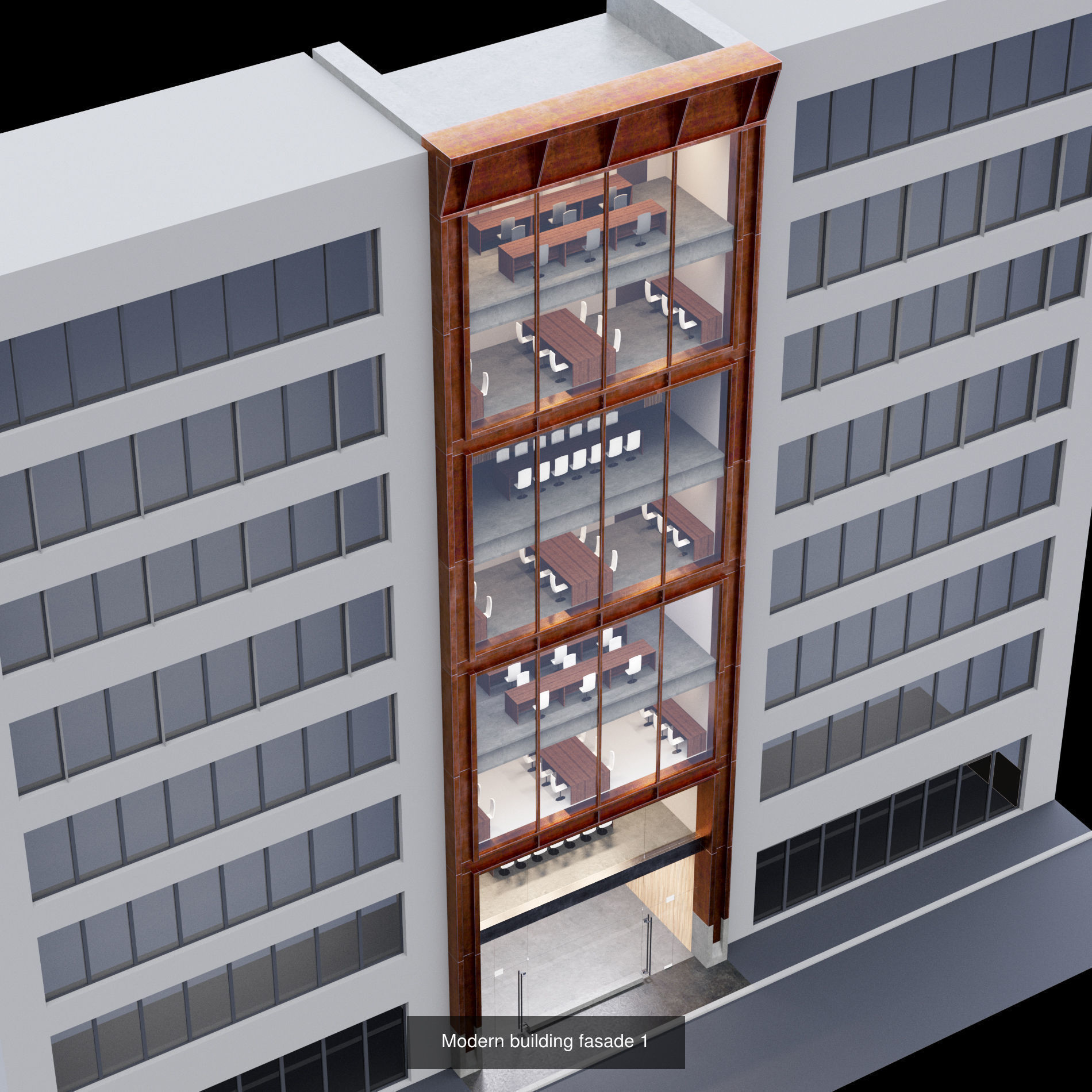 Fasade building full set 3D Model Collection_1
