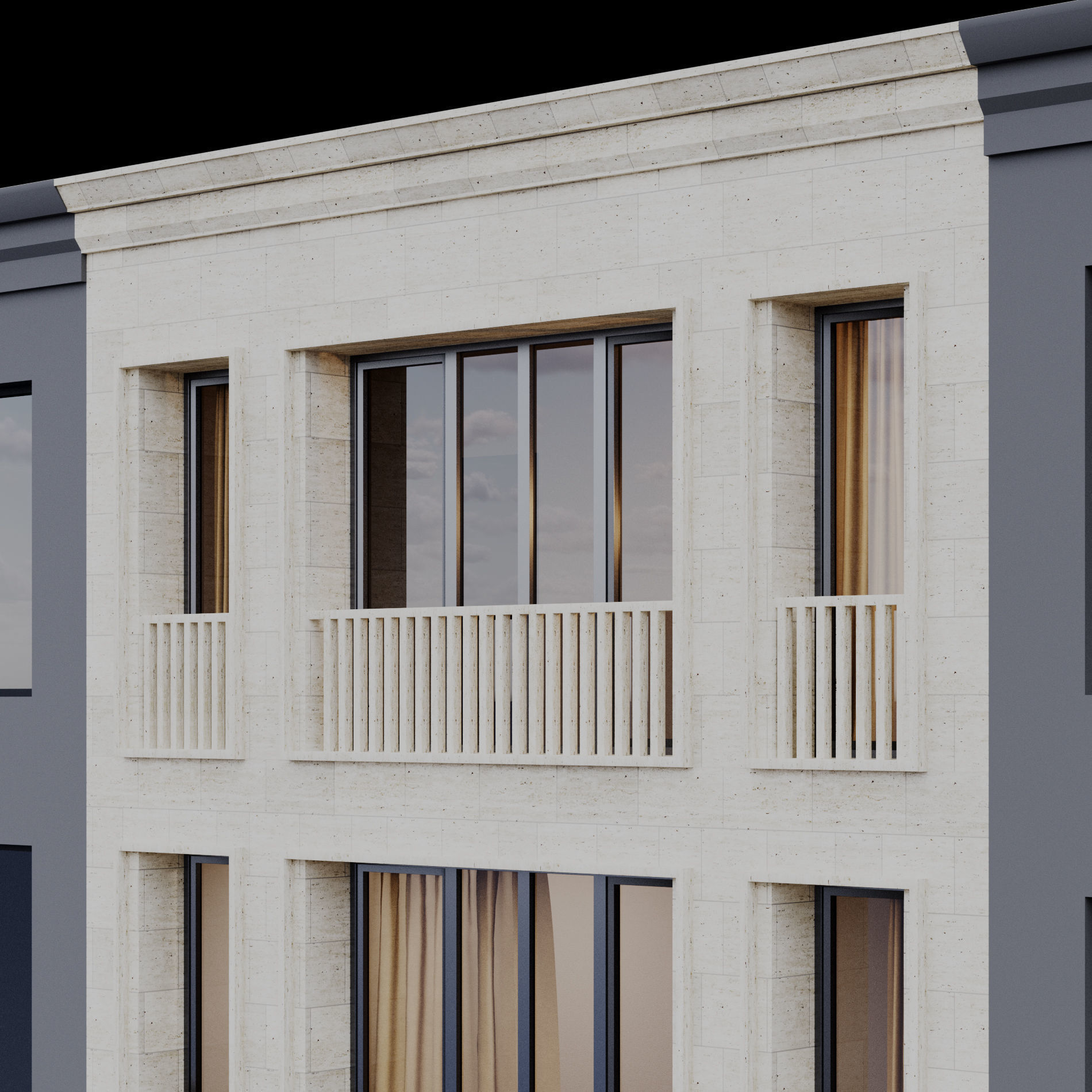 Fasade building full set 3D Model Collection_50