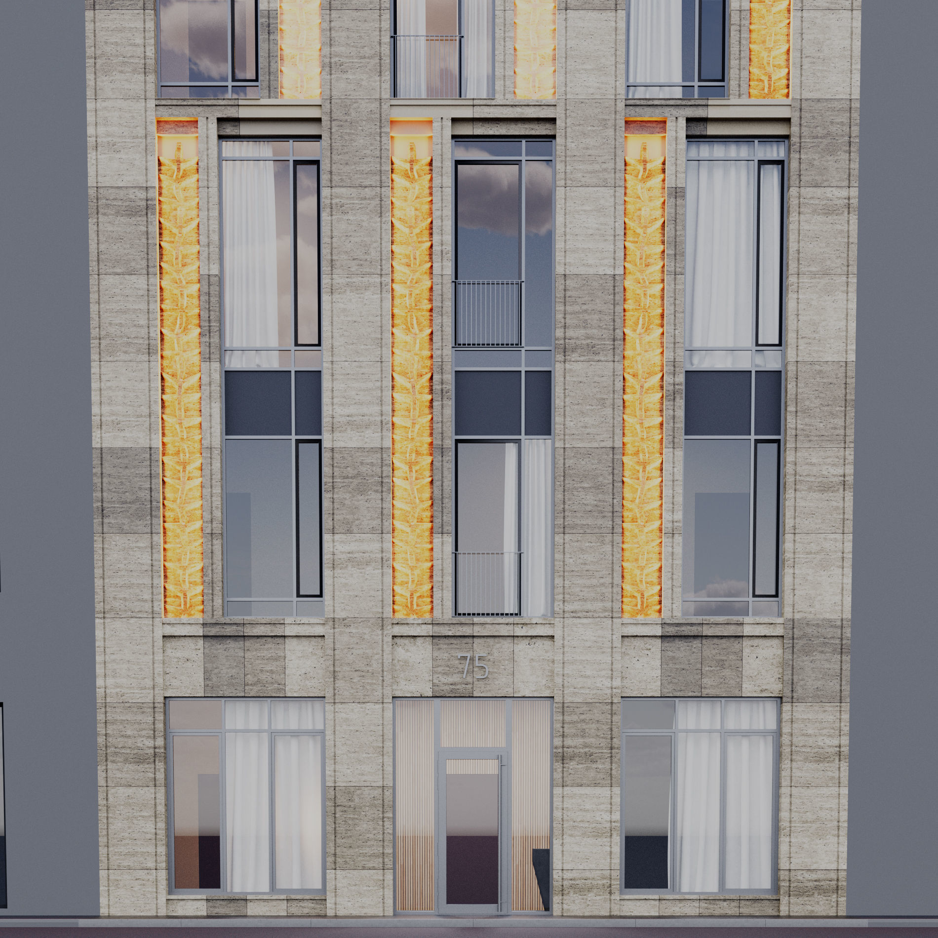 Fasade building full set 3D Model Collection_61