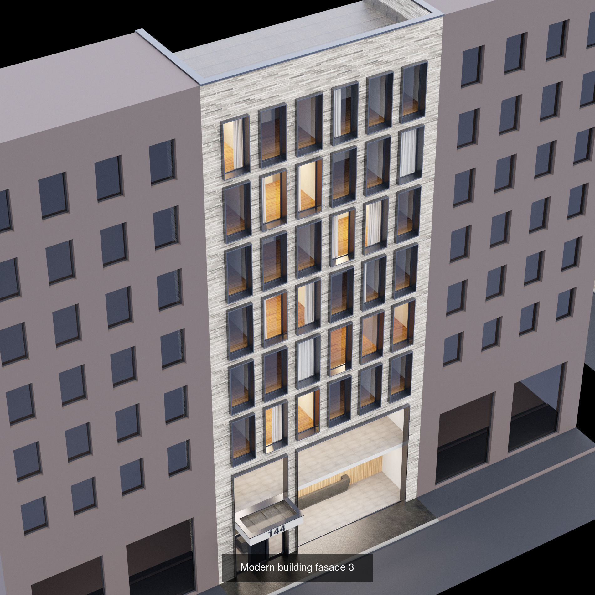 Fasade building full set 3D Model Collection_3