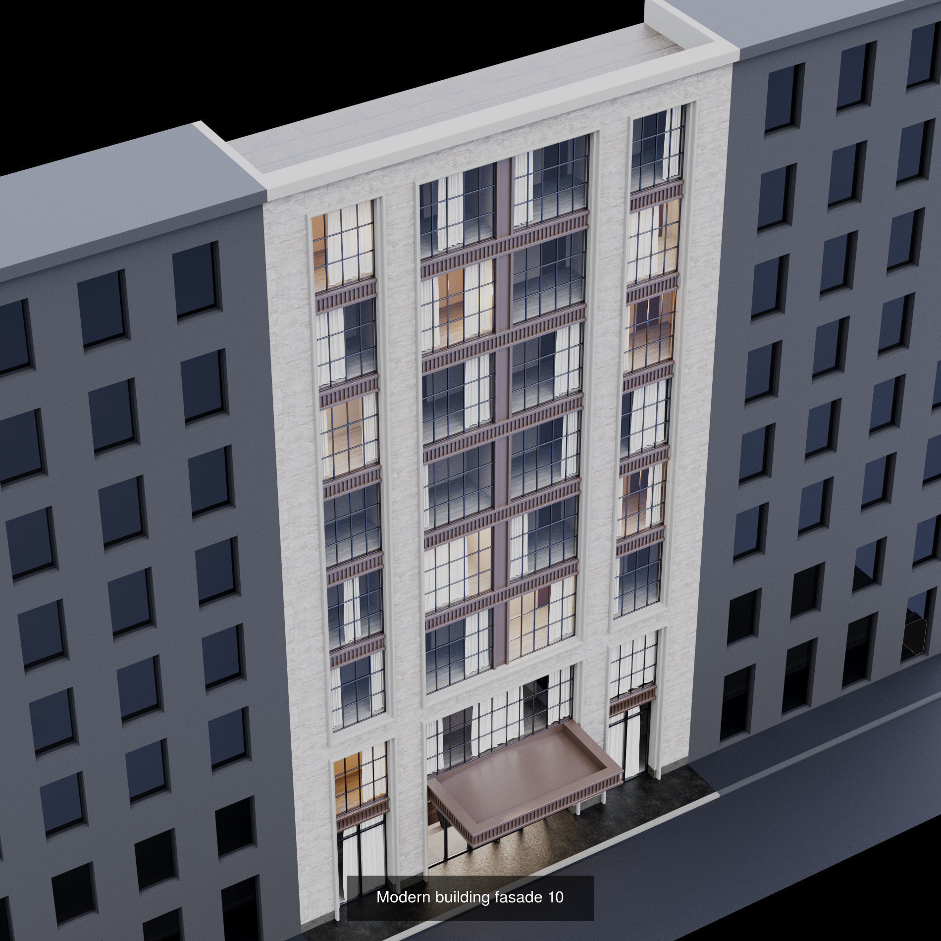 Fasade building full set 3D Model Collection_10