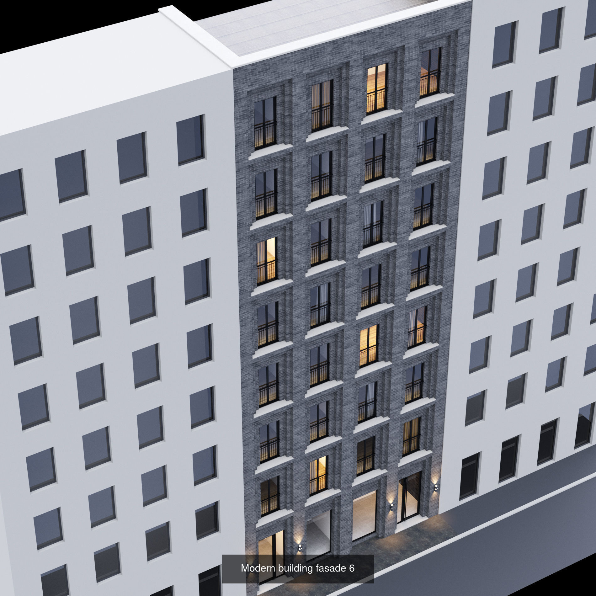 Fasade building full set 3D Model Collection_6