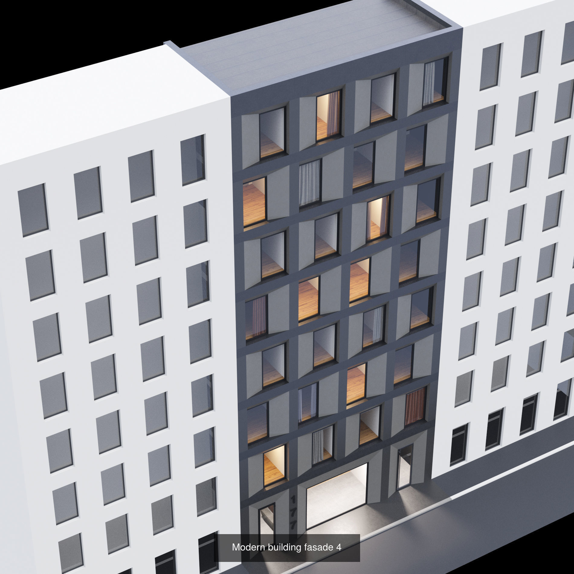 Fasade building full set 3D Model Collection_4