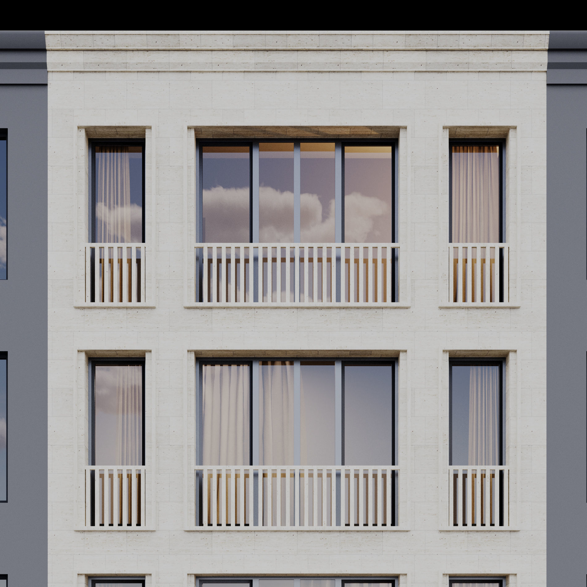 Fasade building full set 3D Model Collection_47