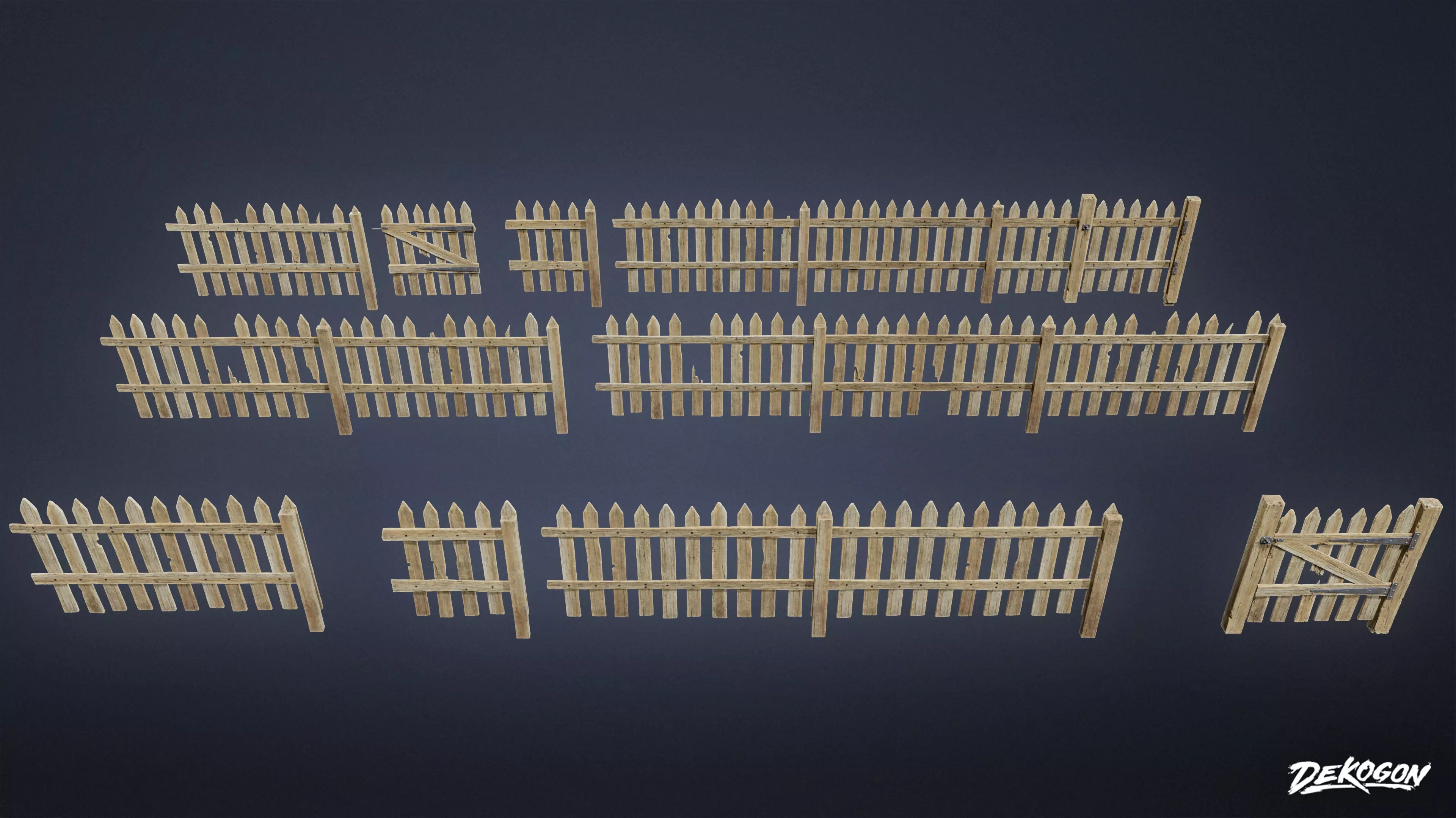 ROADSIDE - Fence Set 14 - LOW POLY AND NANITE Low-poly 3D model