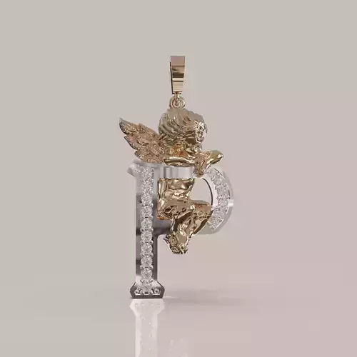 Angel Letter P 3D Model for Jewelry Design Printable Model