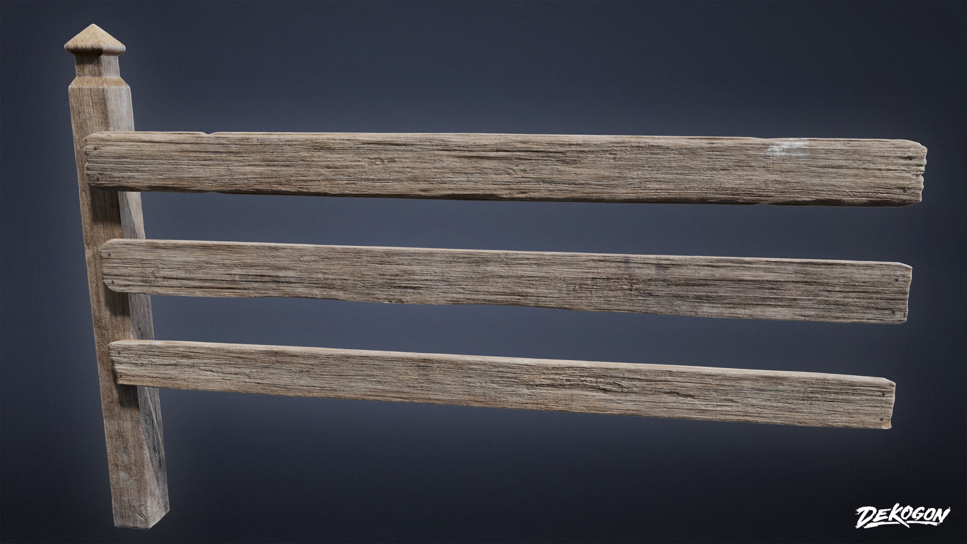 ROADSIDE - Fence Set Wooden 10 - LOW POLY AND NANITE Low-poly 3D model_2