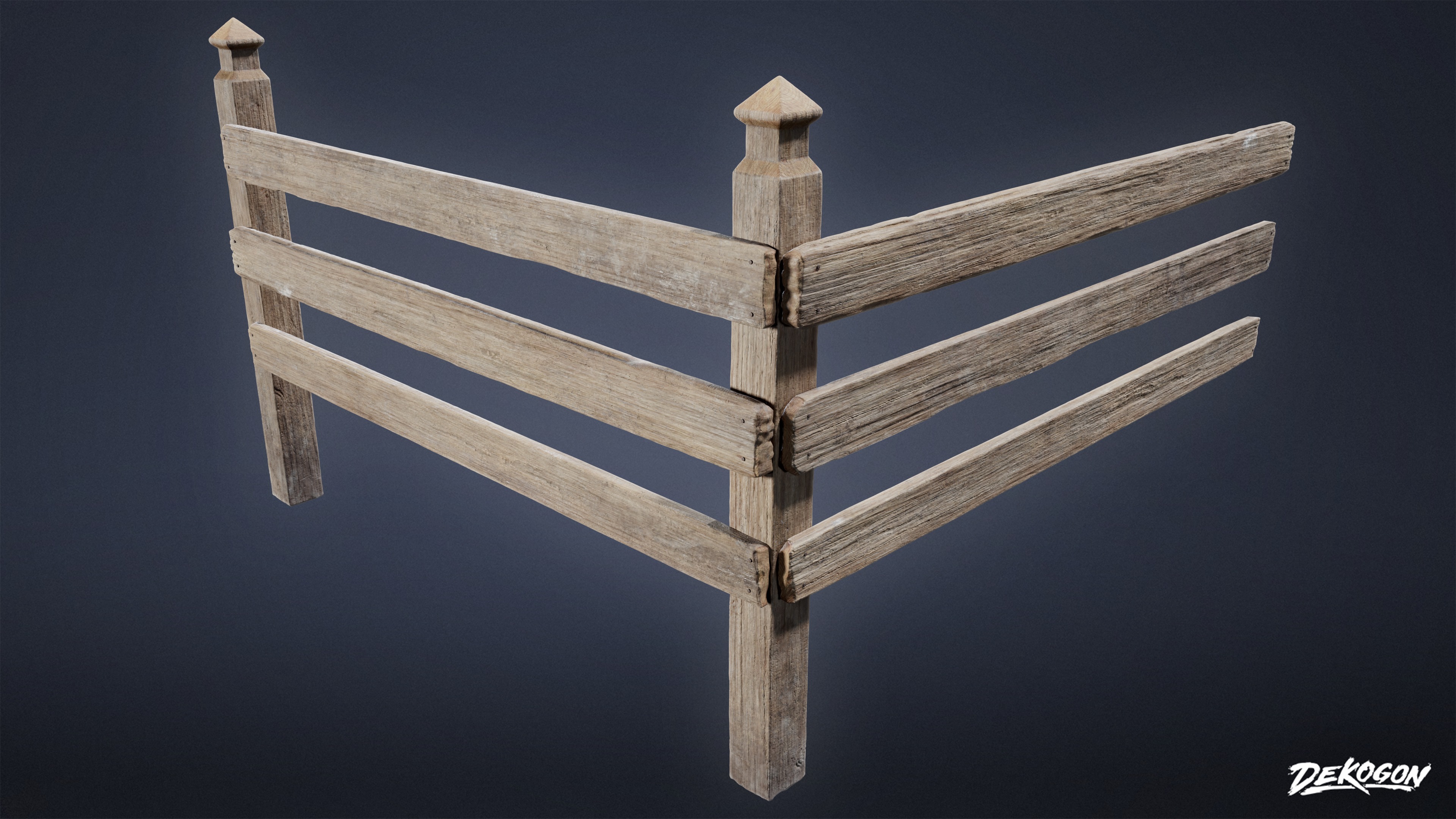 ROADSIDE - Fence Set Wooden 10 - LOW POLY AND NANITE Low-poly 3D model_5