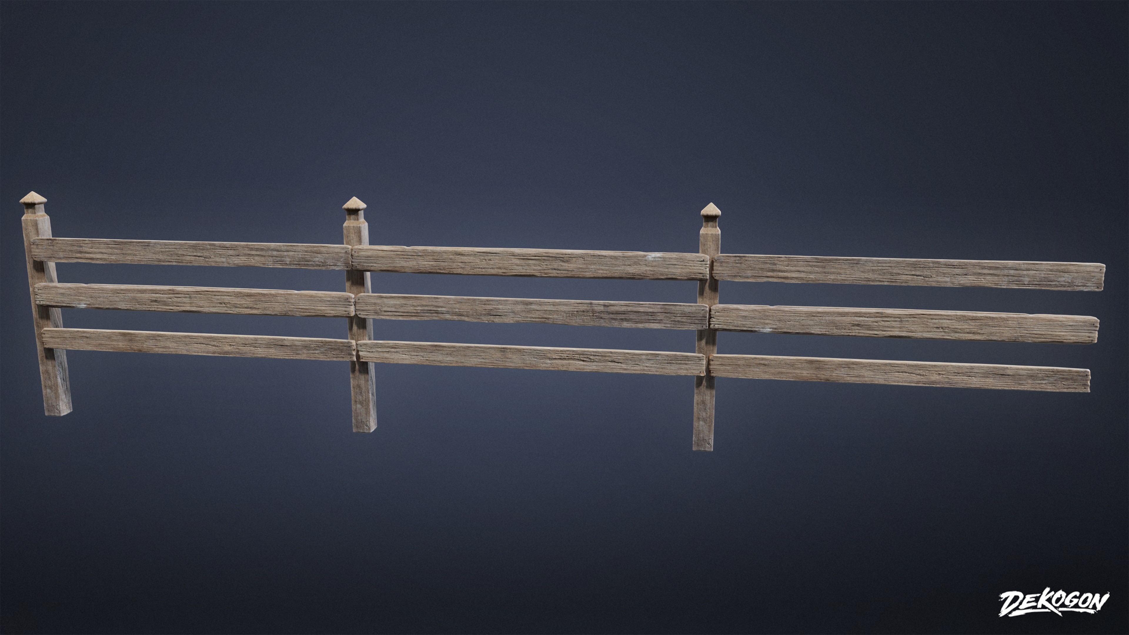 ROADSIDE - Fence Set Wooden 10 - LOW POLY AND NANITE Low-poly 3D model_4