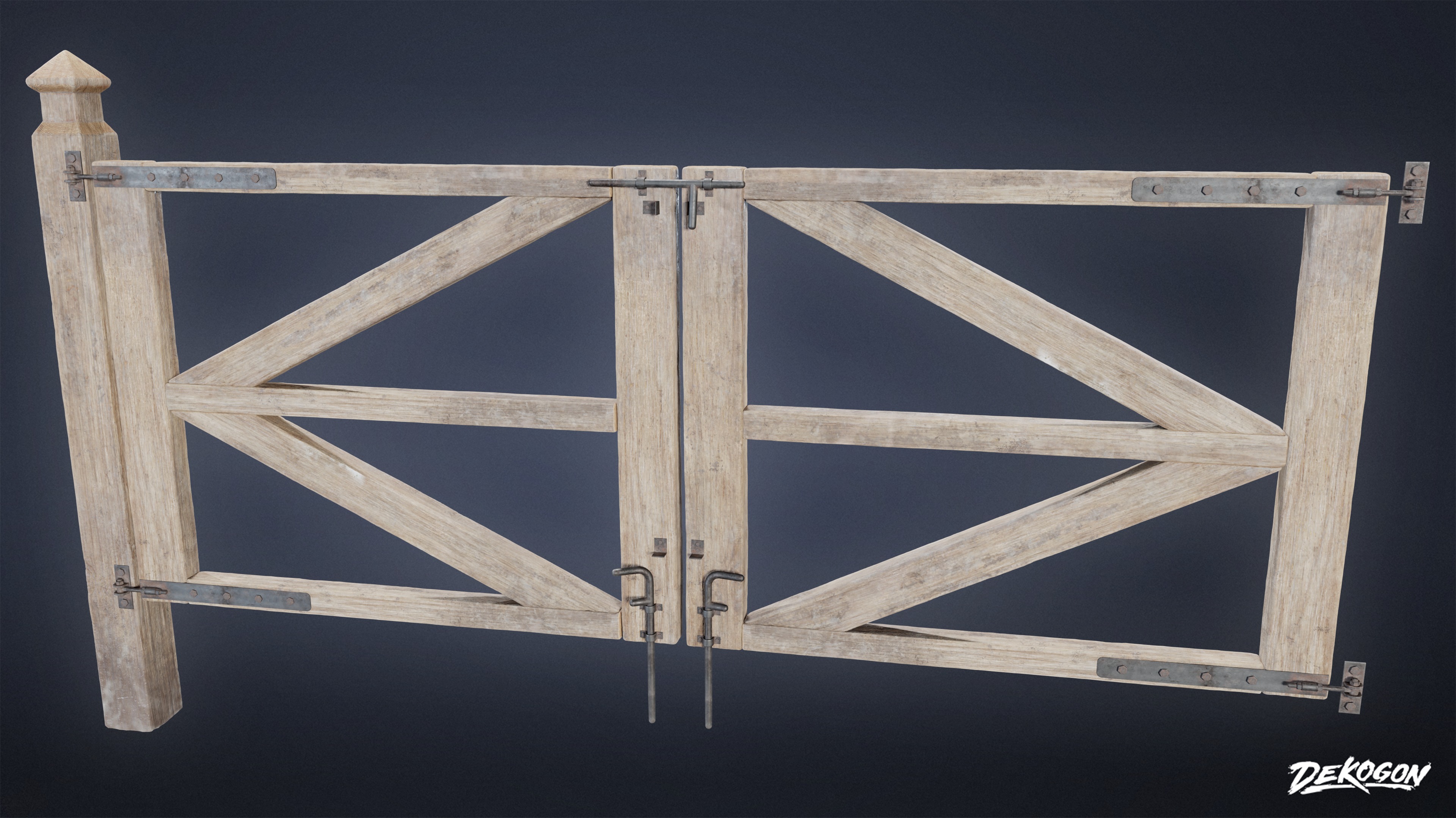 ROADSIDE - Fence Set Wooden 10 - LOW POLY AND NANITE Low-poly 3D model_6