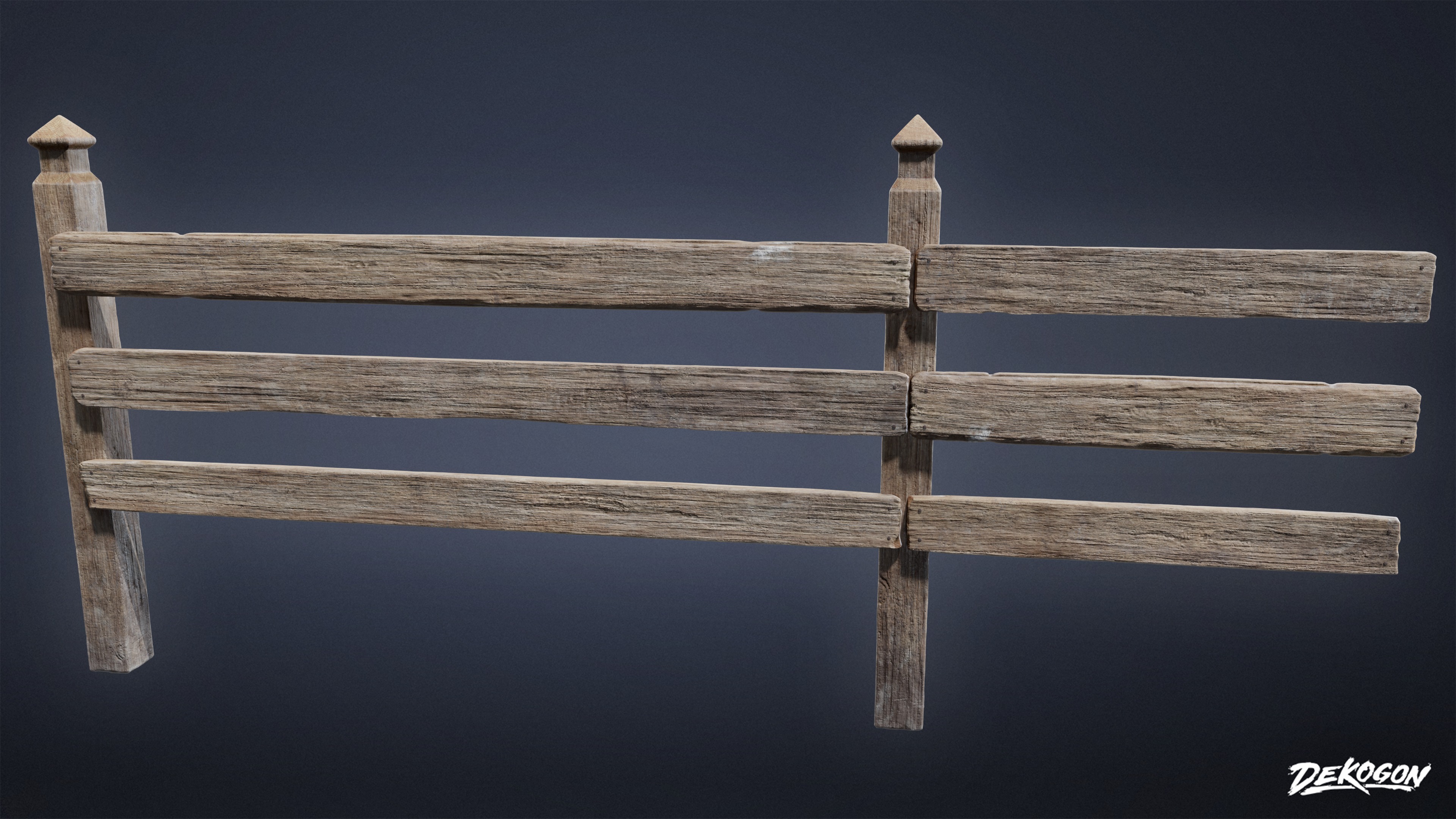 ROADSIDE - Fence Set Wooden 10 - LOW POLY AND NANITE Low-poly 3D model_3