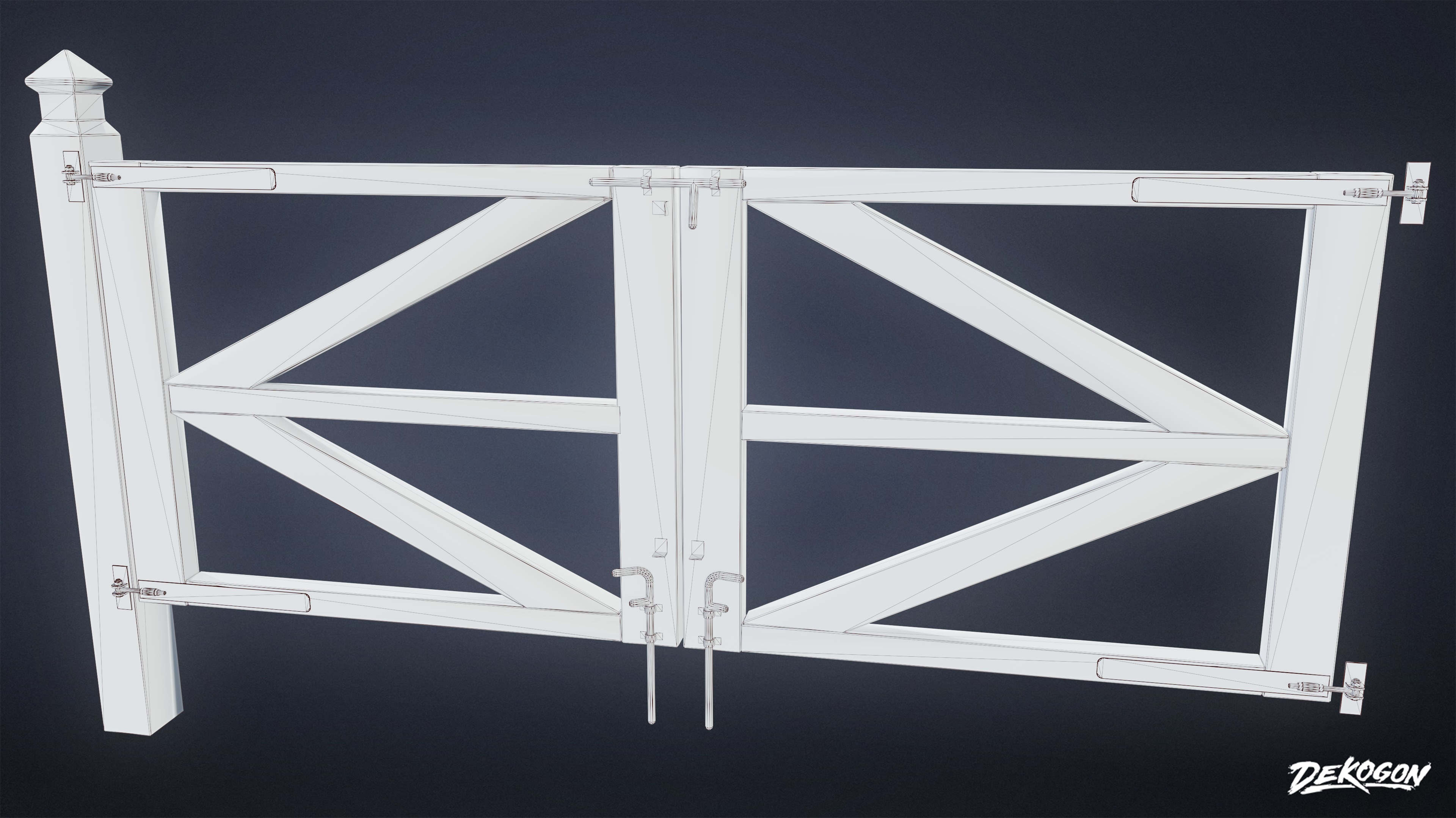 ROADSIDE - Fence Set Wooden 10 - LOW POLY AND NANITE Low-poly 3D model_7