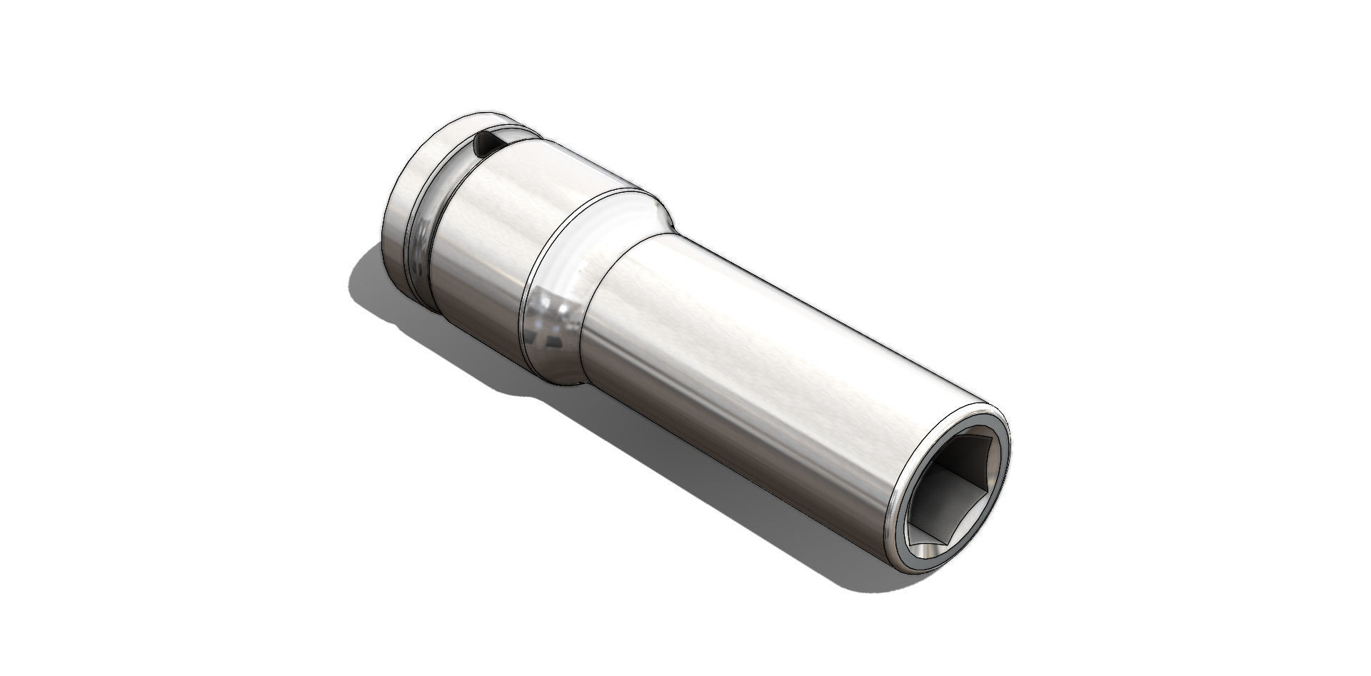 Soquete Longo 10mm x 3-8 pol Long 3D model_1