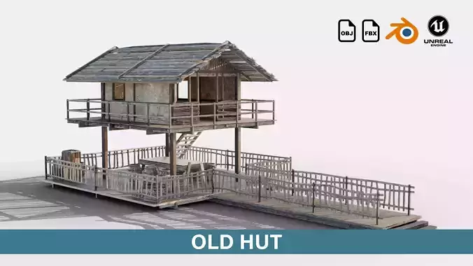 Old Hut Low-poly 3D model