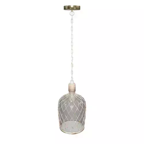 Hanging Glass and Rattan Lamp 3D Model