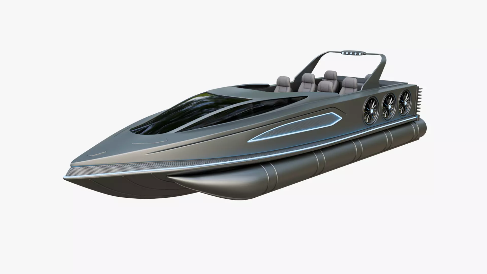High-speed Performance Pontoon Boat 3D model_0