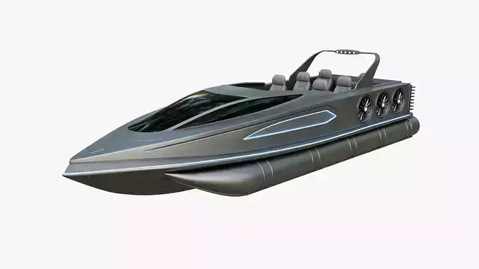 High-speed Performance Pontoon Boat 3D model