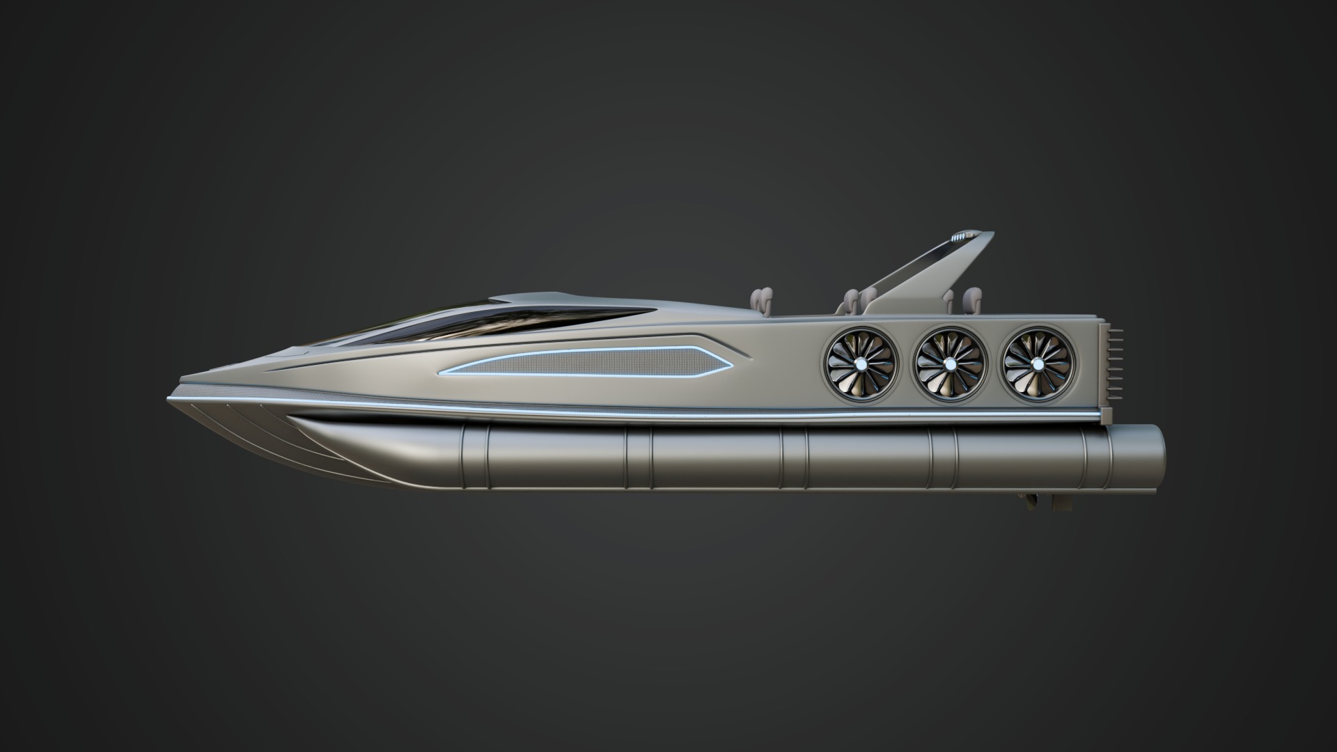 High-speed Performance Pontoon Boat 3D model_6