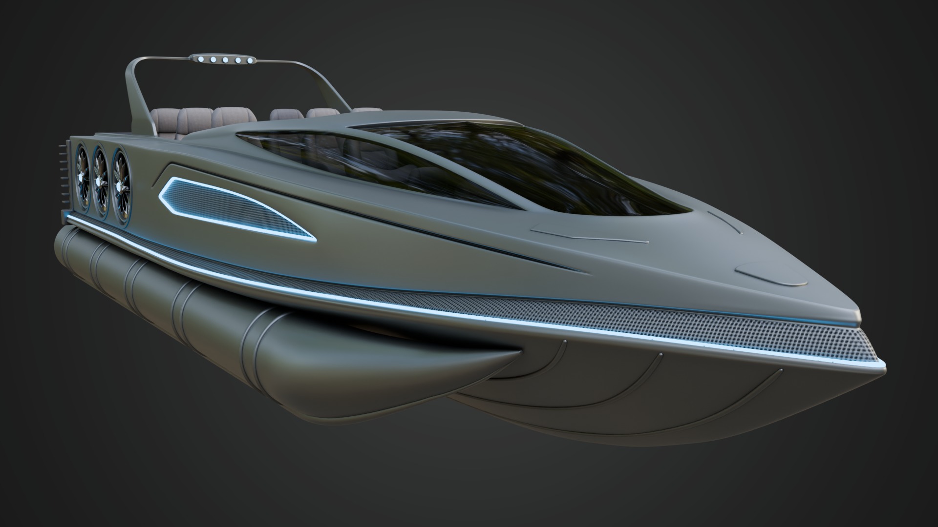 High-speed Performance Pontoon Boat 3D model_11