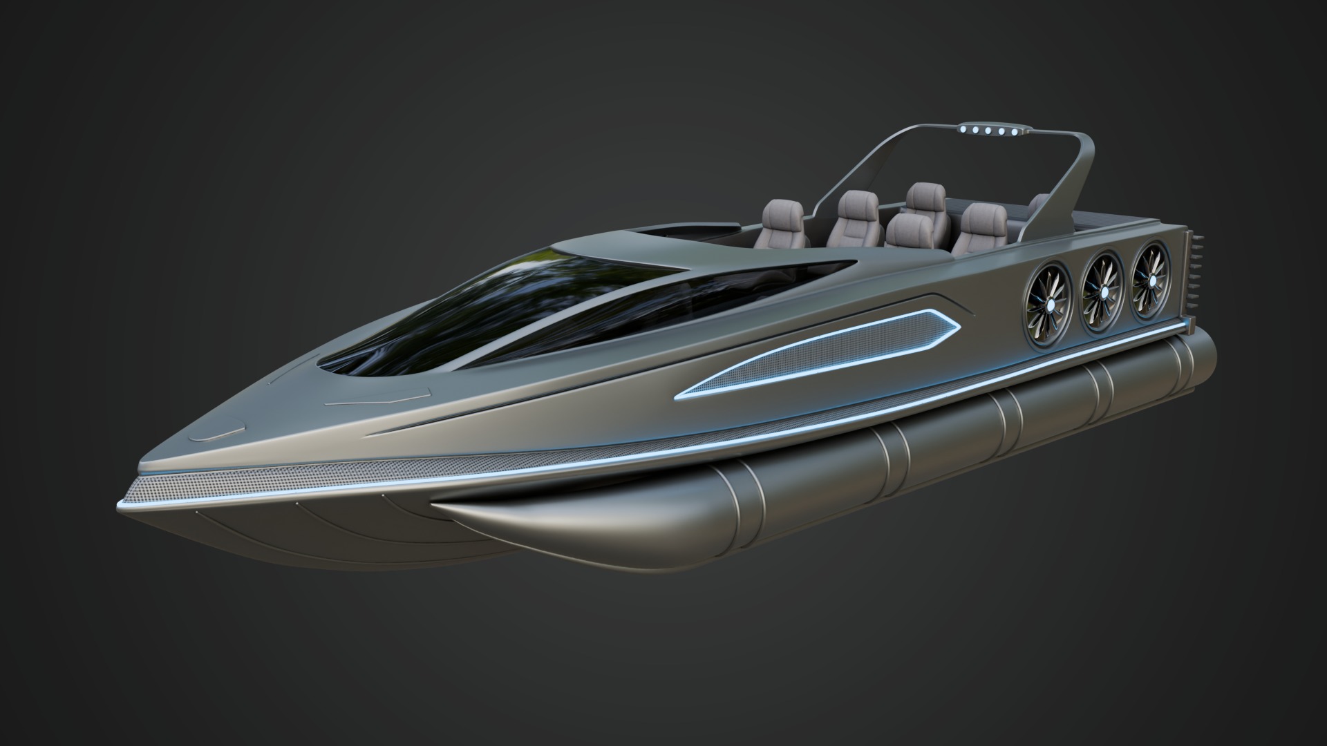 High-speed Performance Pontoon Boat 3D model_1