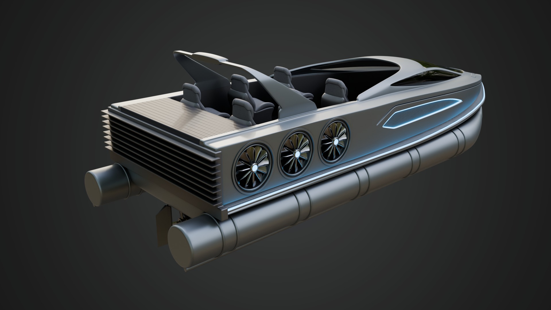 High-speed Performance Pontoon Boat 3D model_4