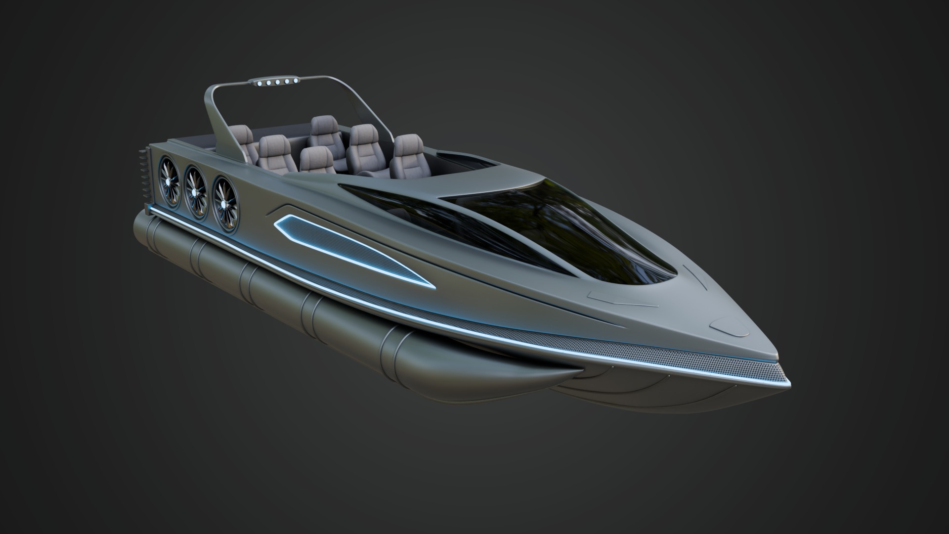 High-speed Performance Pontoon Boat 3D model_2