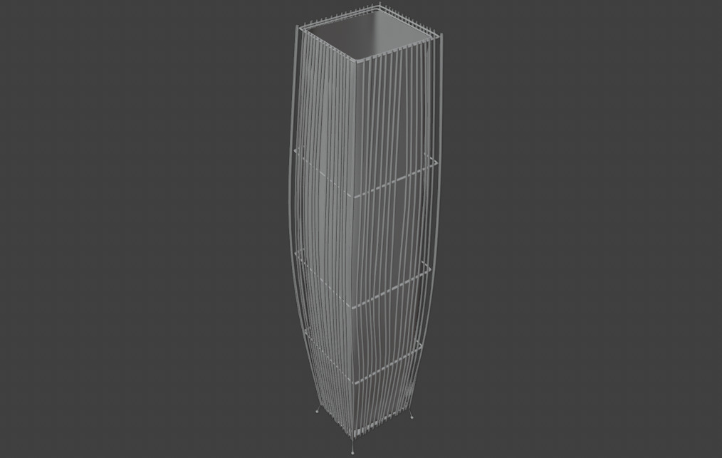 3D Bamboo Floor Lamp with E14 Sockets Light Low-poly 3D model_35