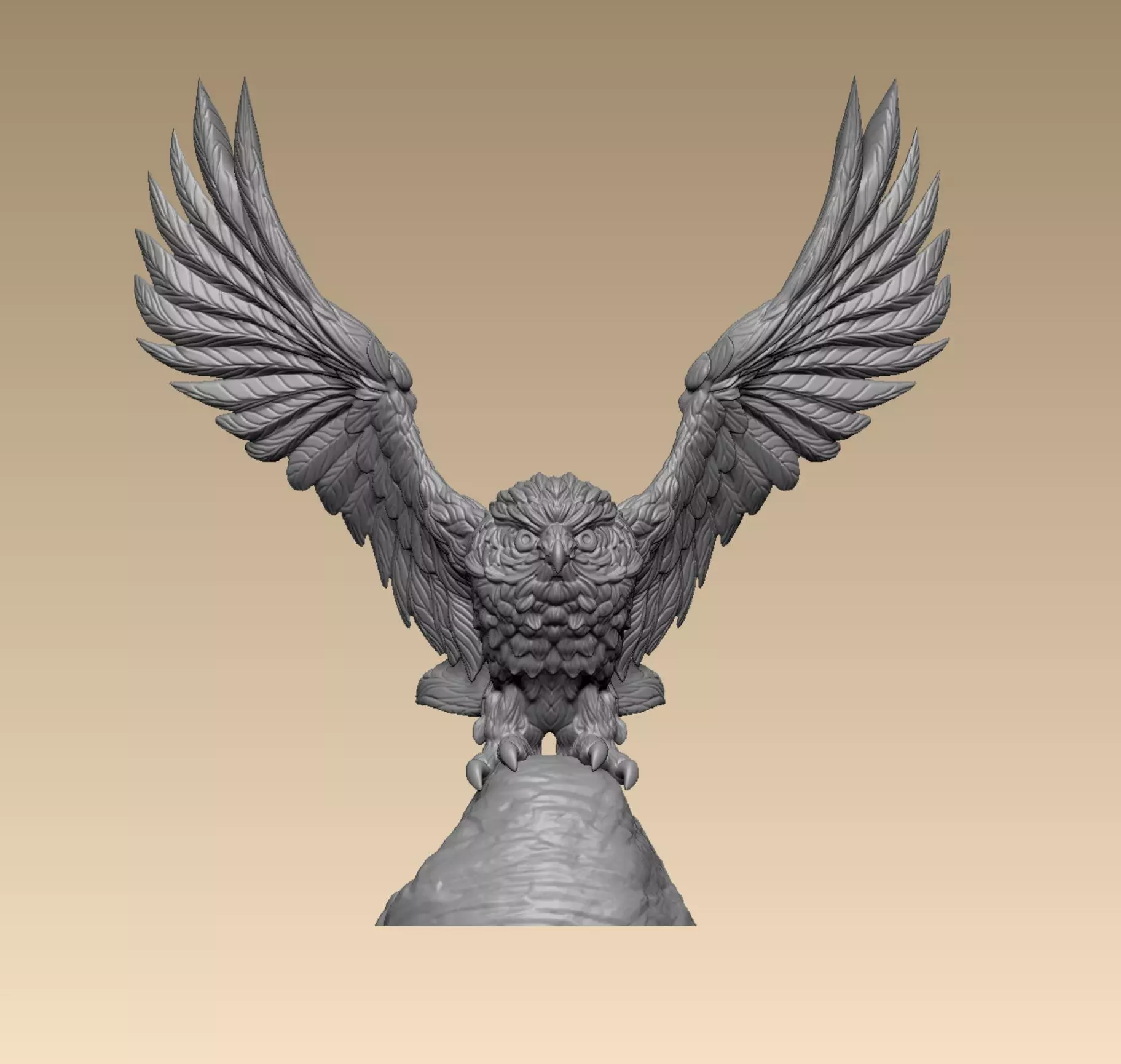 Owl miniature 3D print model_0