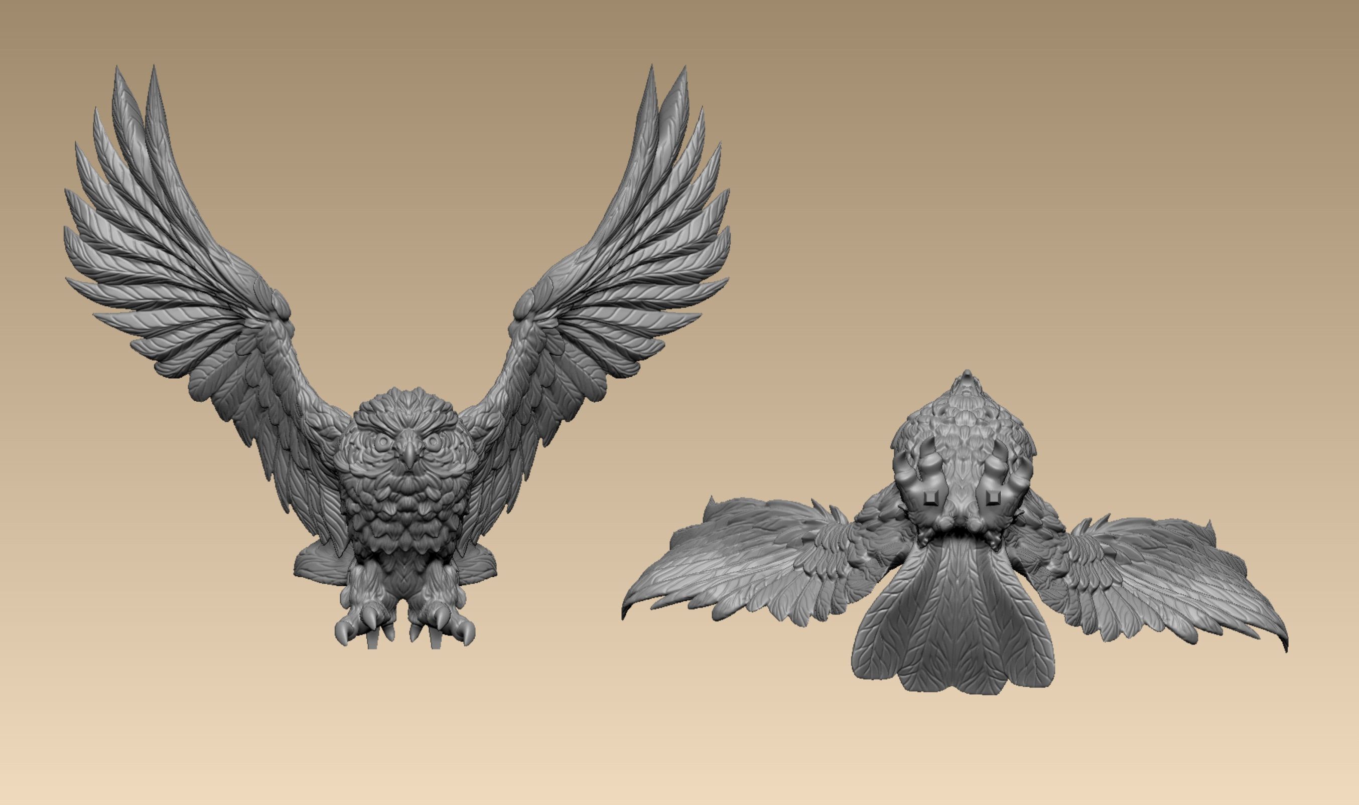 Owl miniature 3D print model_5