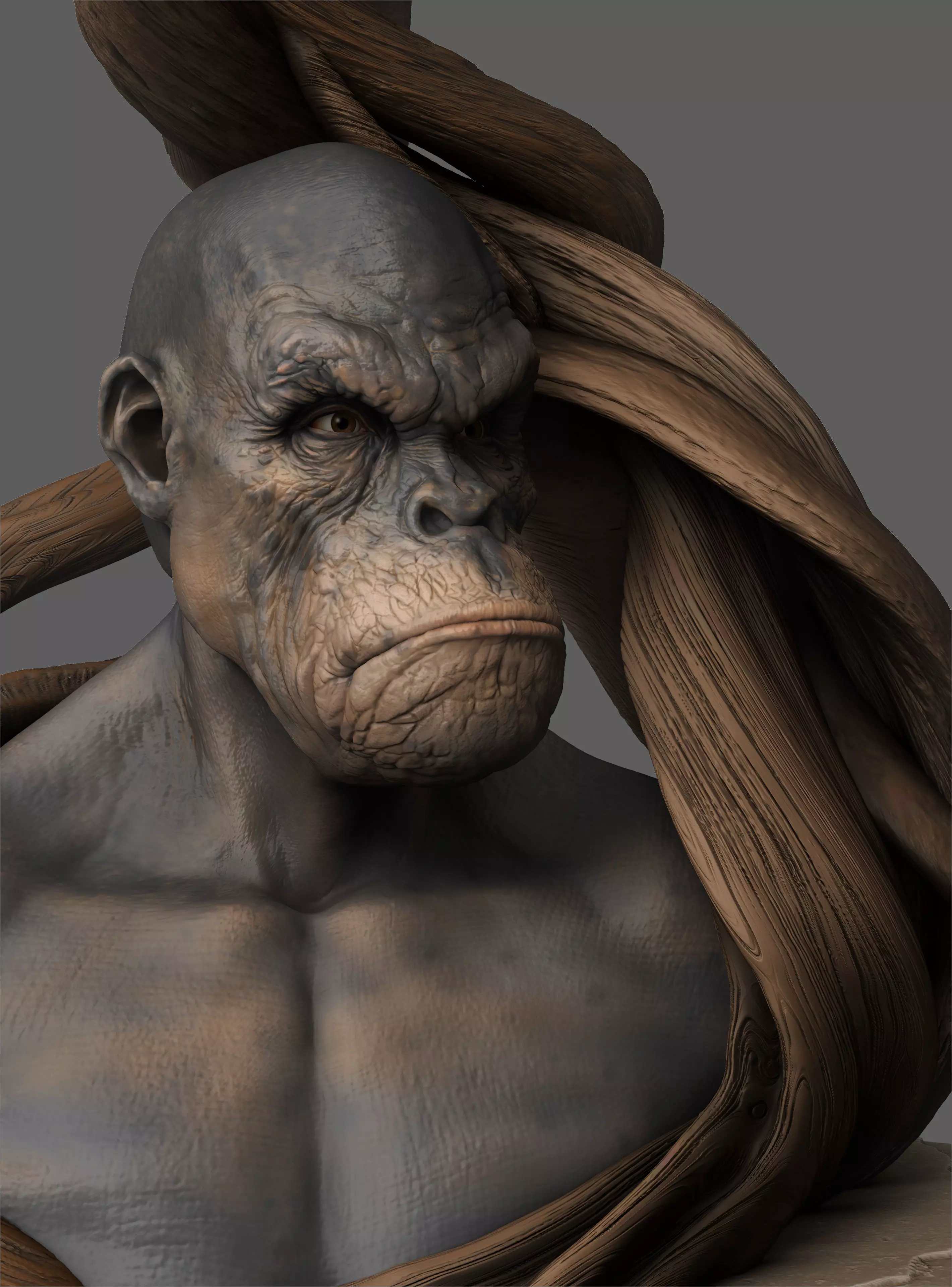 chimpanzee apes bust 3D print model