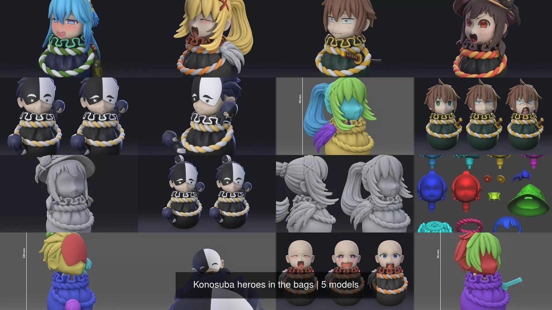 Konosuba heroes in the bags 3D Model Collection_1